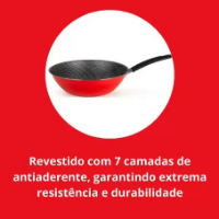 Imagem do anúncio: ▪Frigideira wok oriental com cabo 28 cm antiaderente vermelha multiflon 51128