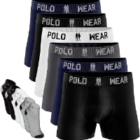 Imagem do anúncio: *Frete Grátis Prime ▪Kit 9 Cuecas Polo Boxer Adulto Masculinas Wear Original + 6 Meias