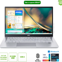 Imagem do anúncio: ⭐Frete Grátis ▪Notebook Acer Swift 3 SF314-511-77M4 EVO Ultrafino Intel Core i7 11ª Gen Windows 11 Home 16GB 512GB SSD 14' FHD